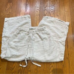 7115 by Szeki Wide Leg Linen Cropped Pant EUC